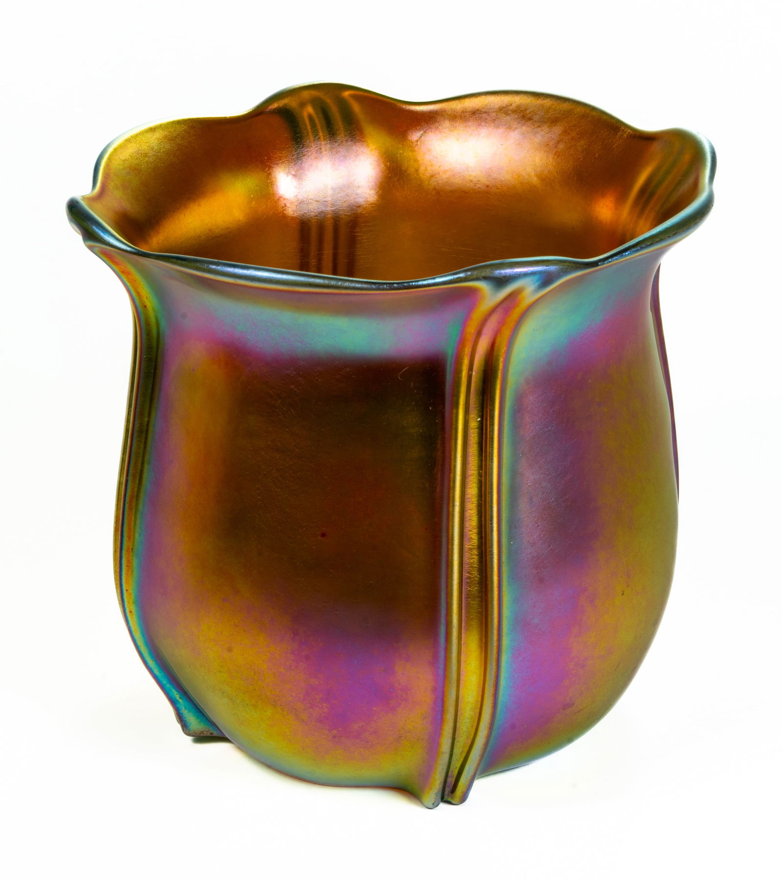 Steuben Gold Aurene 2-Line Glass Pillar Vase (1 of 12)