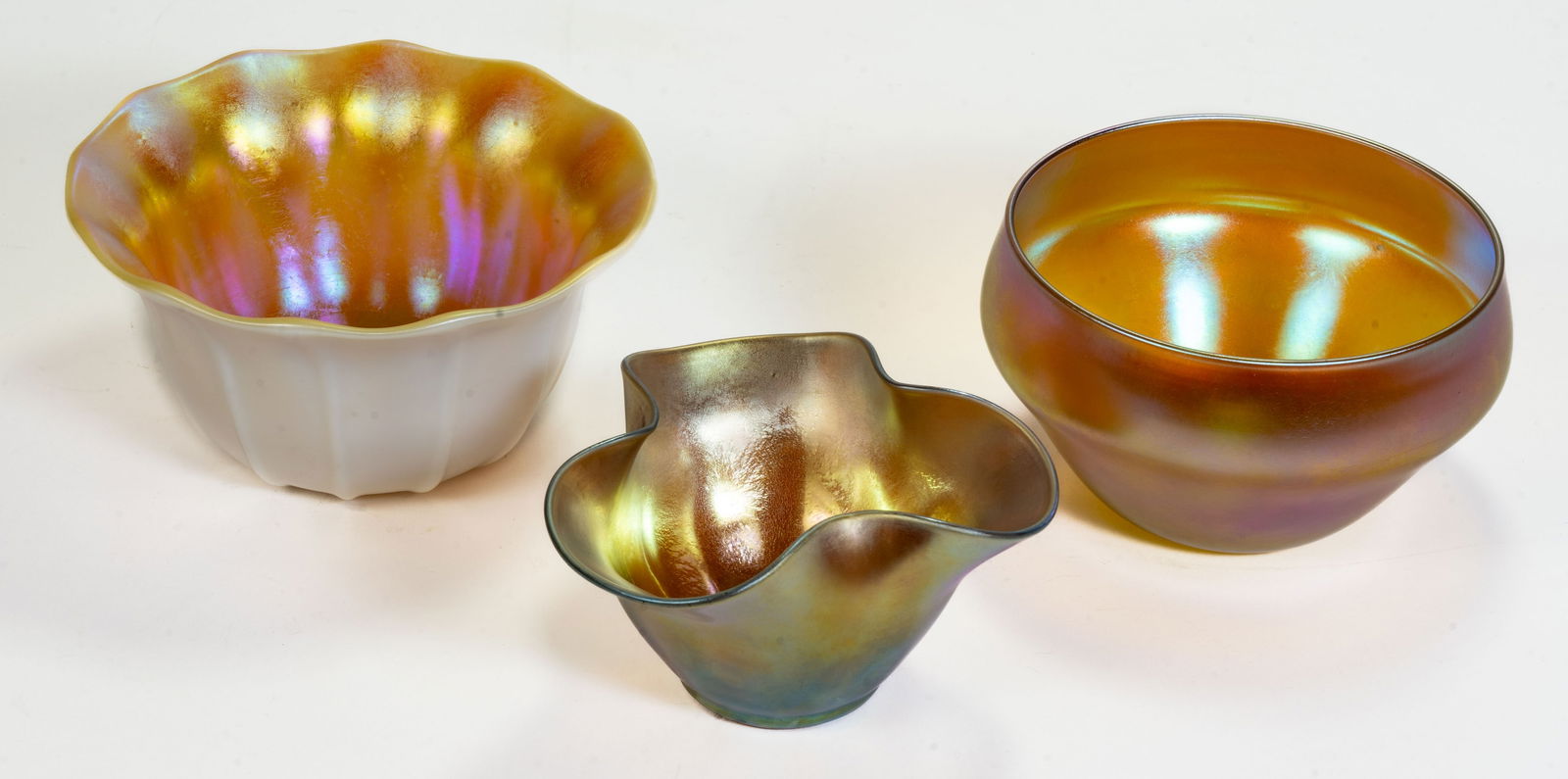 Three (3) Art Glass Bowls- Steuben & Quezal (1 of 2)