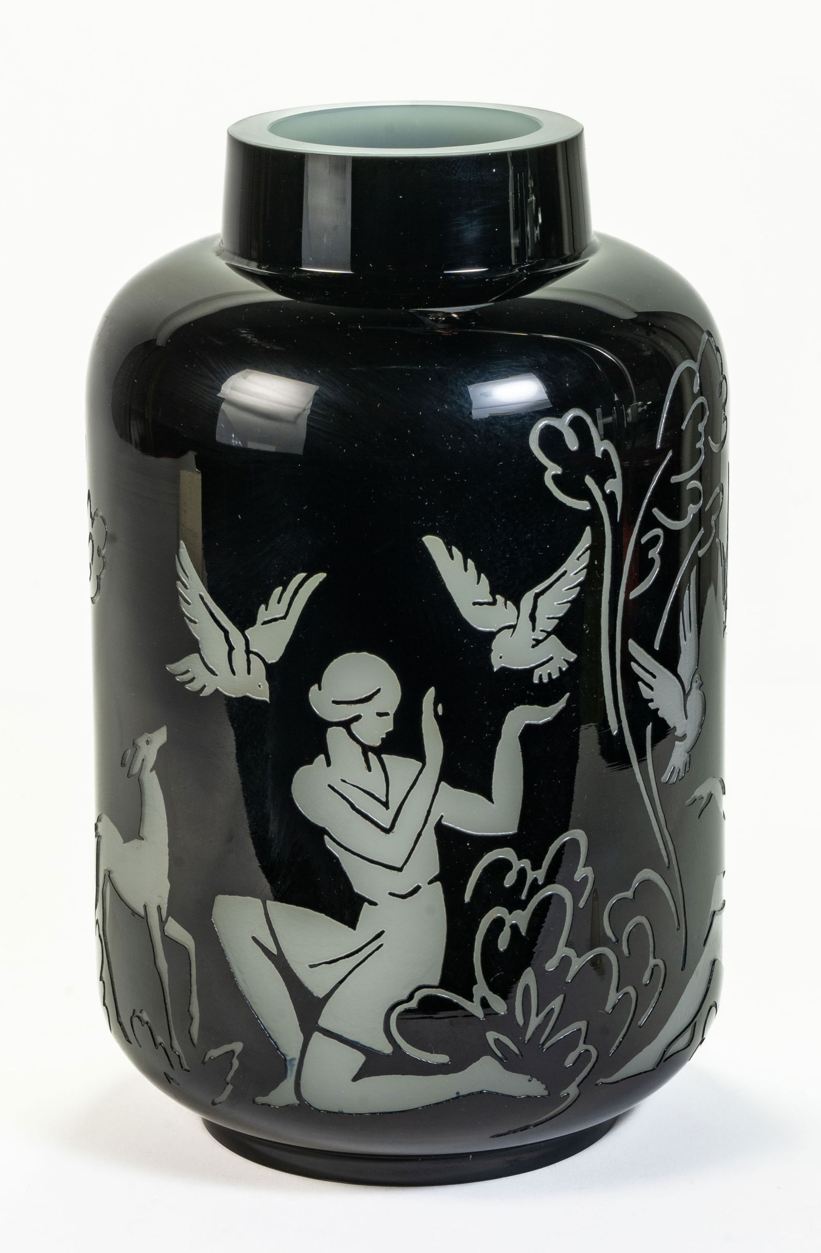 Steuben Acid Etched Black Over Alabaster Vase (1 of 6)