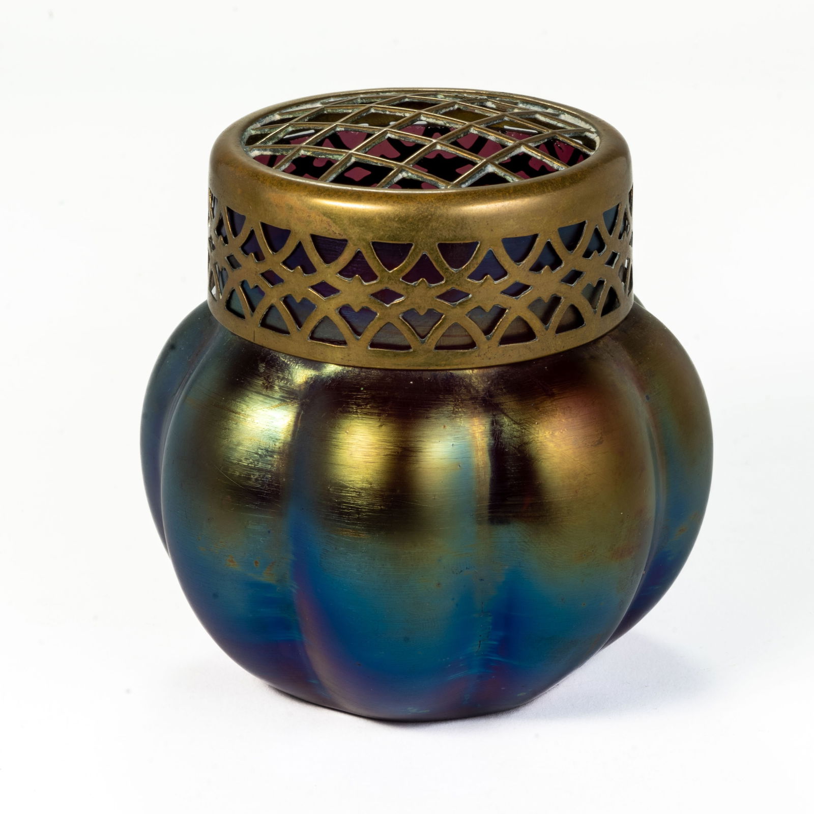 Loetz Gourd shaped Vase with Brass Lid (1 of 8)