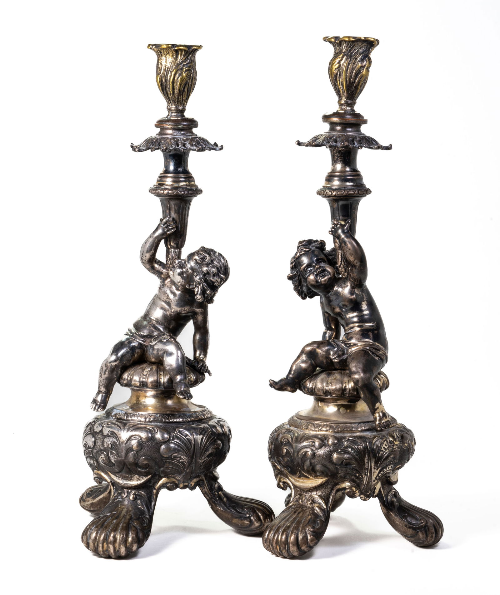 Antique Austrian .800 Silver Cherub Candleholders (1 of 11)