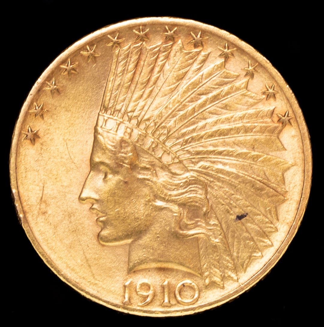 1910-D United States $10 Indian Head Gold Coin (1 of 2)