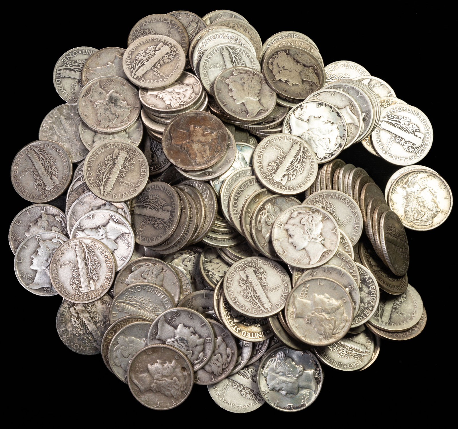 $20 FV United States Mercury Silver Dimes (1 of 1)