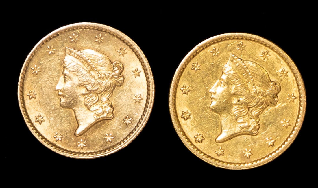 Two (2) 1849 & 1853 United States Liberty Head $1 Gold Coins (1 of 2)