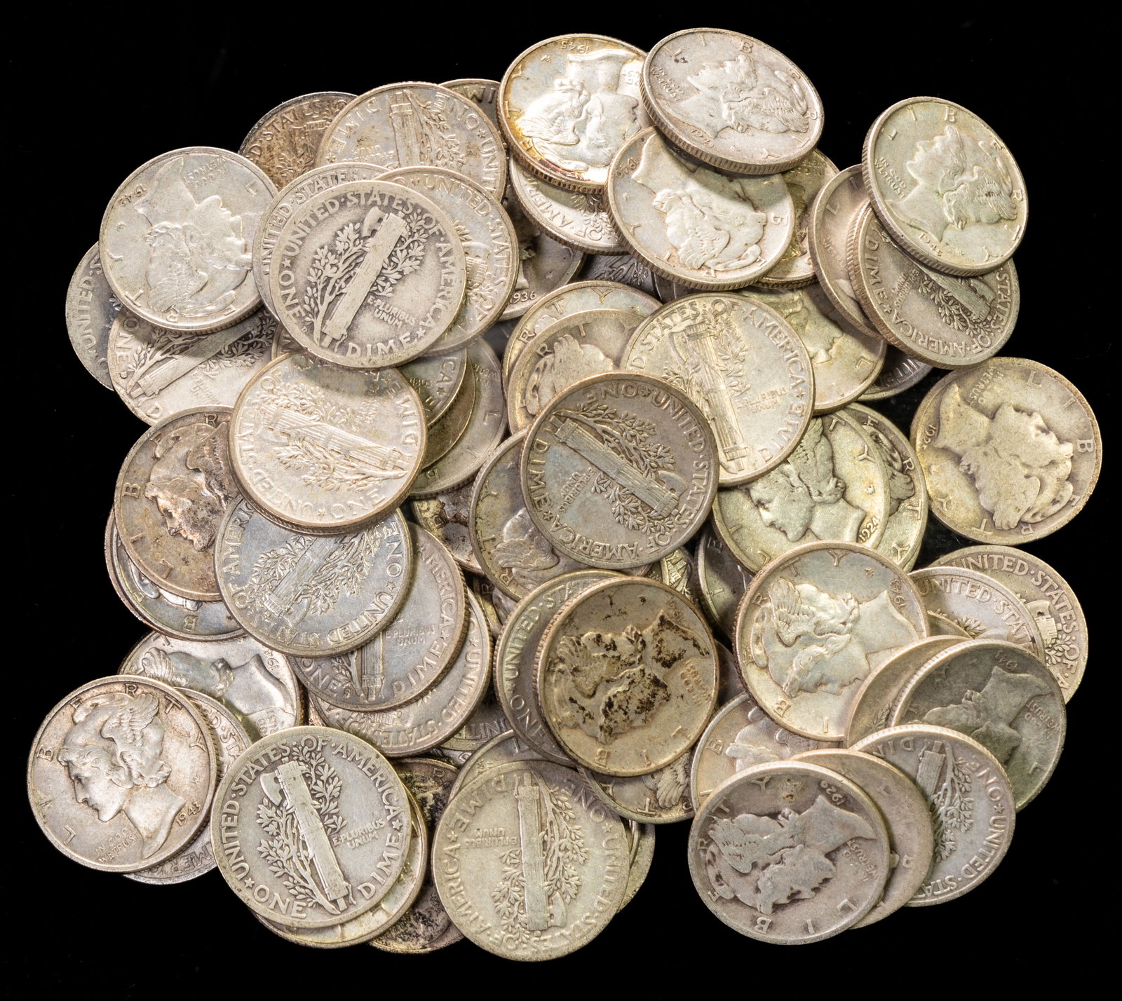 $10 FV United States Mercury Silver Dimes (1 of 1)