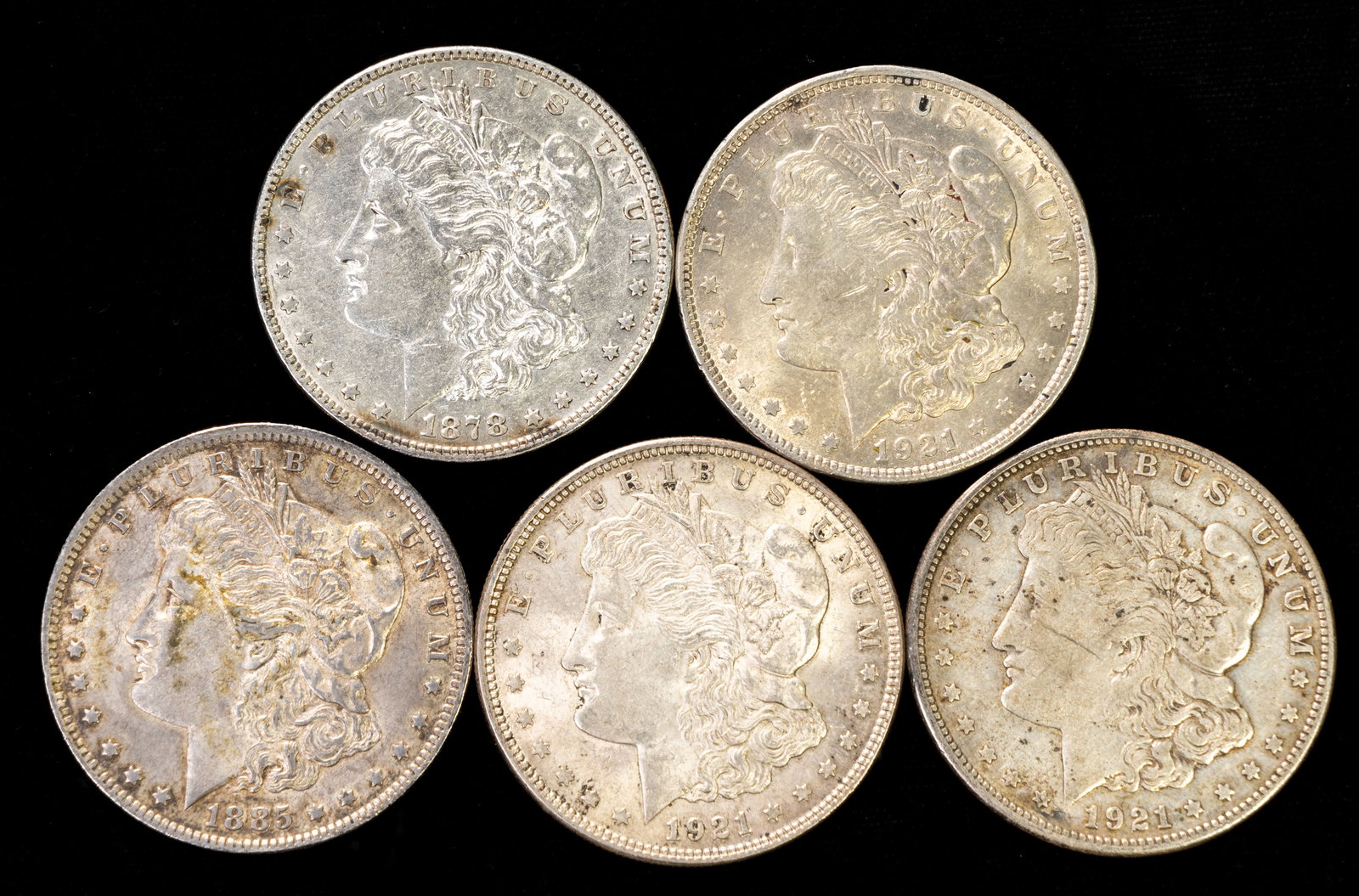 Five (5) United States Morgan Silver Dollars (1 of 2)