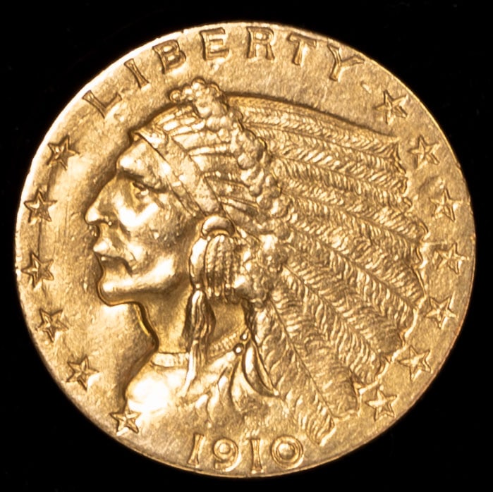 1910 United States $2.5 Indian Head Gold Coin (1 of 2)