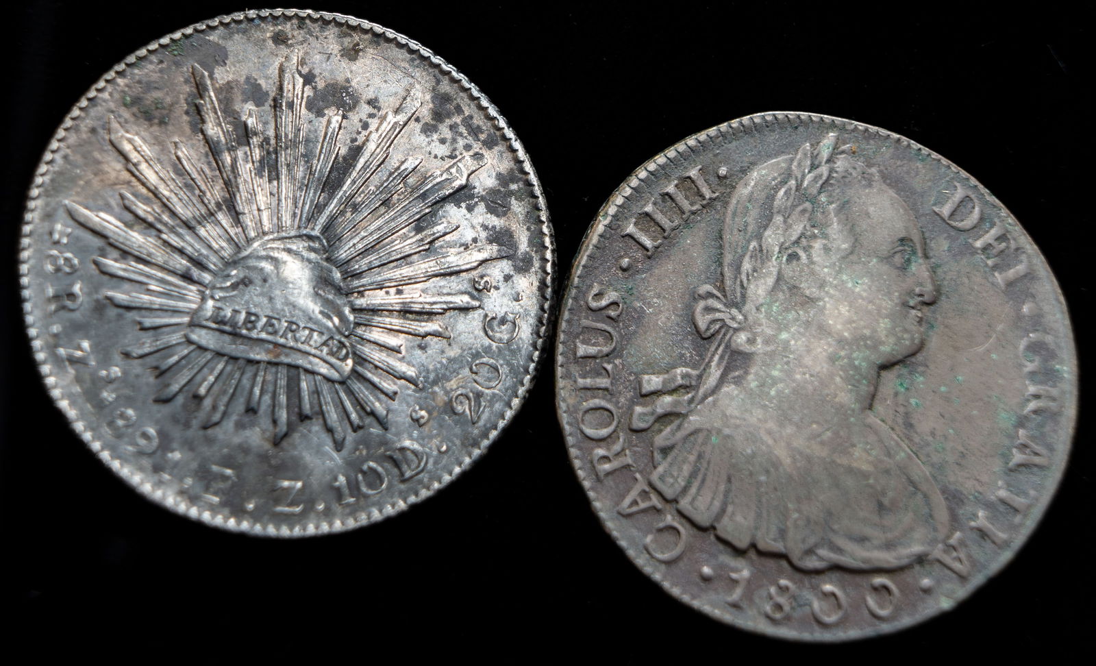 1800 & 1891 8 Reales Silver Coins (1 of 2)