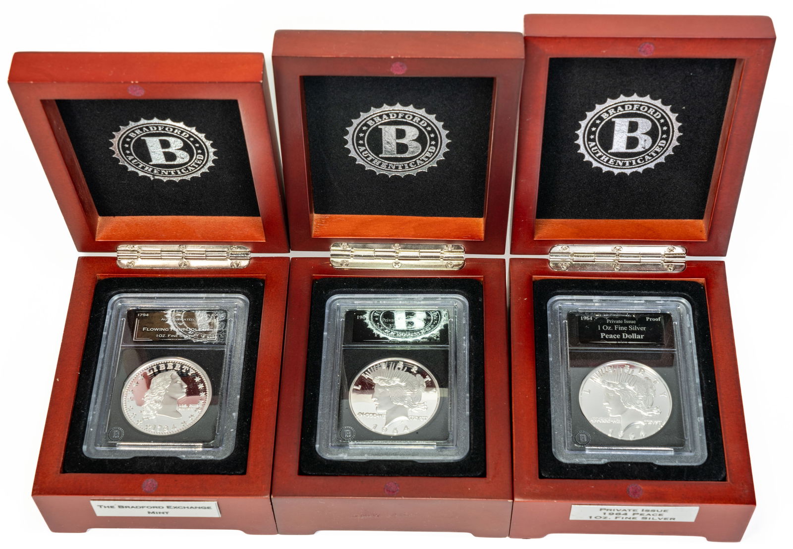 Three(3) 1ozt Bradford Exchange Mint Proof .999 Silver Rounds (1 of 4)