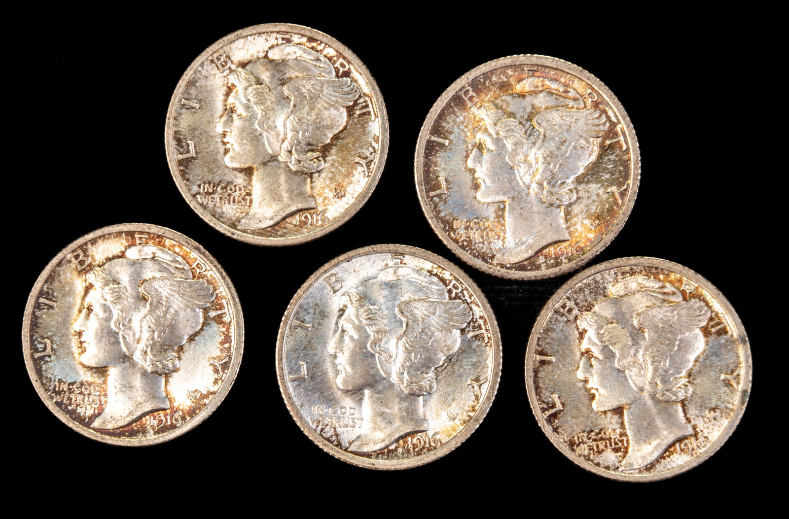 Five(5) 1916 United States Mercury Dimes - UNC (1 of 2)