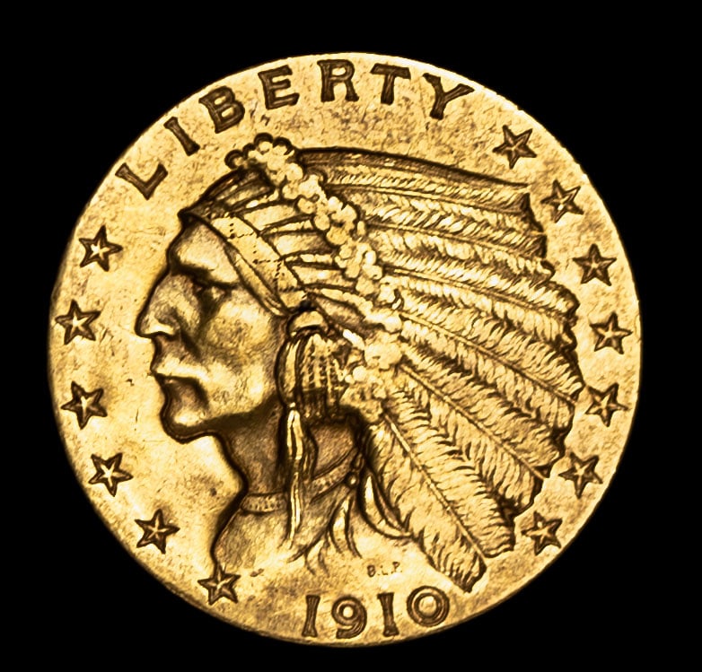 1910 United States $2.5 Indian Head Gold Coin (1 of 2)