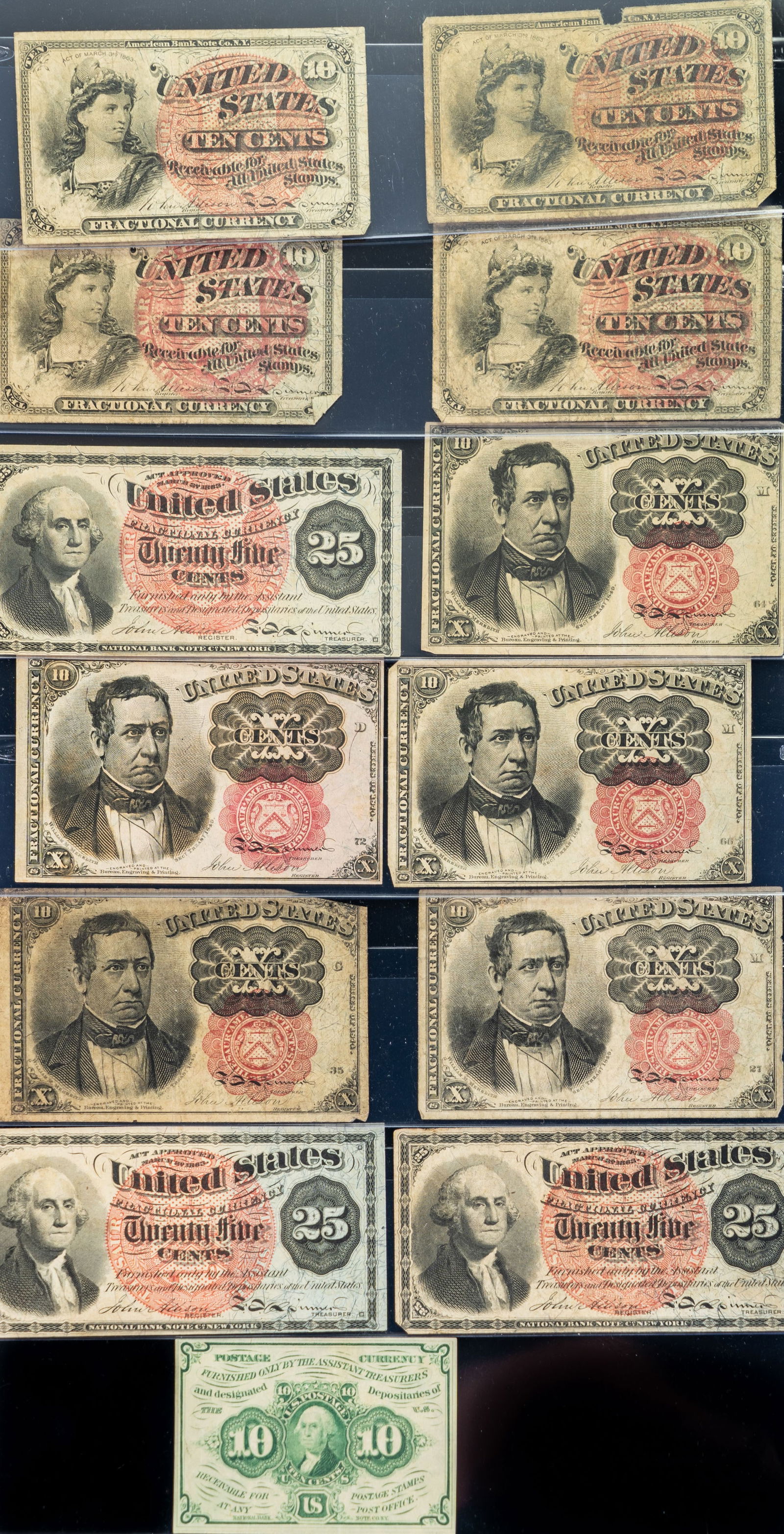 Thirteen(13) Mixed United States Fractional Currency Notes (1 of 2)