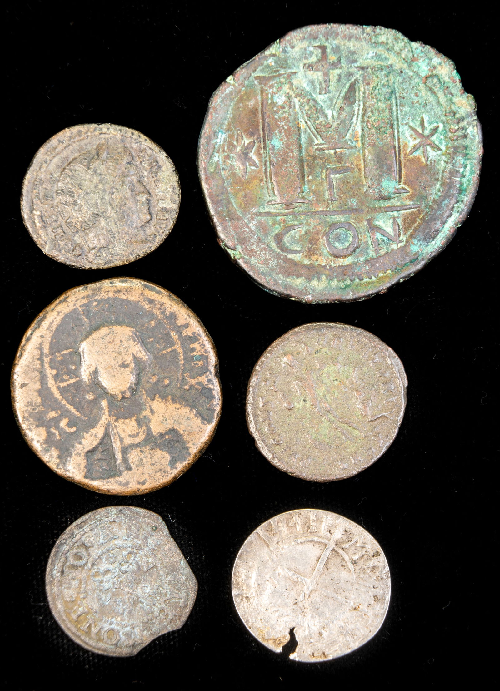 Six(6) Ancient Copper & Silver Coins (1 of 2)