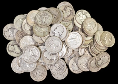 Eighty (80) Mixed Silver Washington Quarters 90% $20 FV