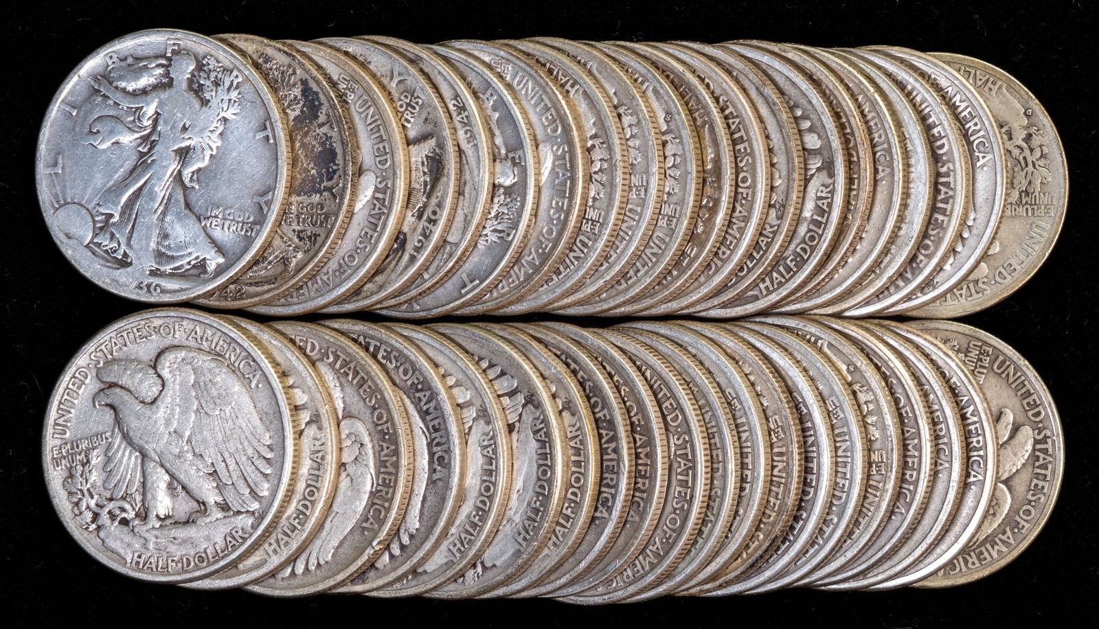 Forty (40)  United States Walking Liberty Half Dollars $20 FV (1 of 2)