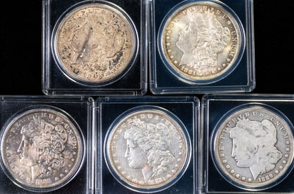 Five (5) U.S. Morgan Silver Dollars