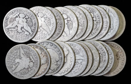 Twenty (20) U.S. Barber Half Dollars $10 FV