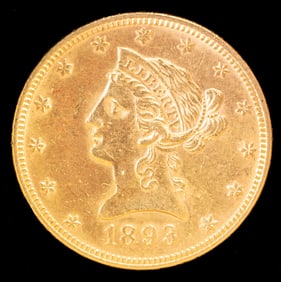 1893 US Liberty head $10 Gold Coin Eagle