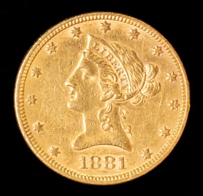 1881 US Liberty Head $10 Gold Coin Eagle