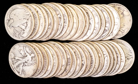 Forty (40) U.S. Walking Liberty Half Dollars $20 FV