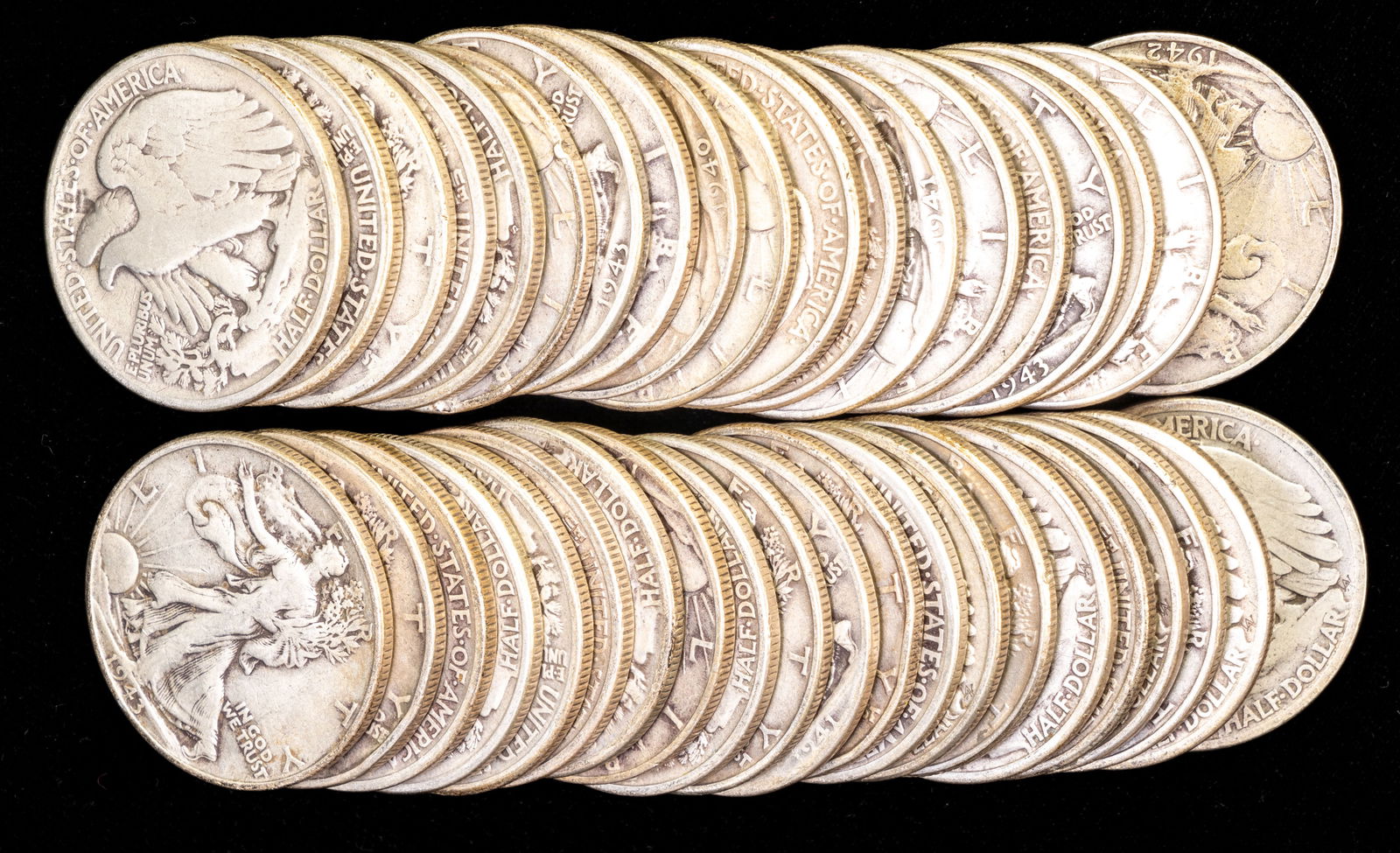Forty (40) U.S. Walking Liberty Half Dollars $20 FV (1 of 2)