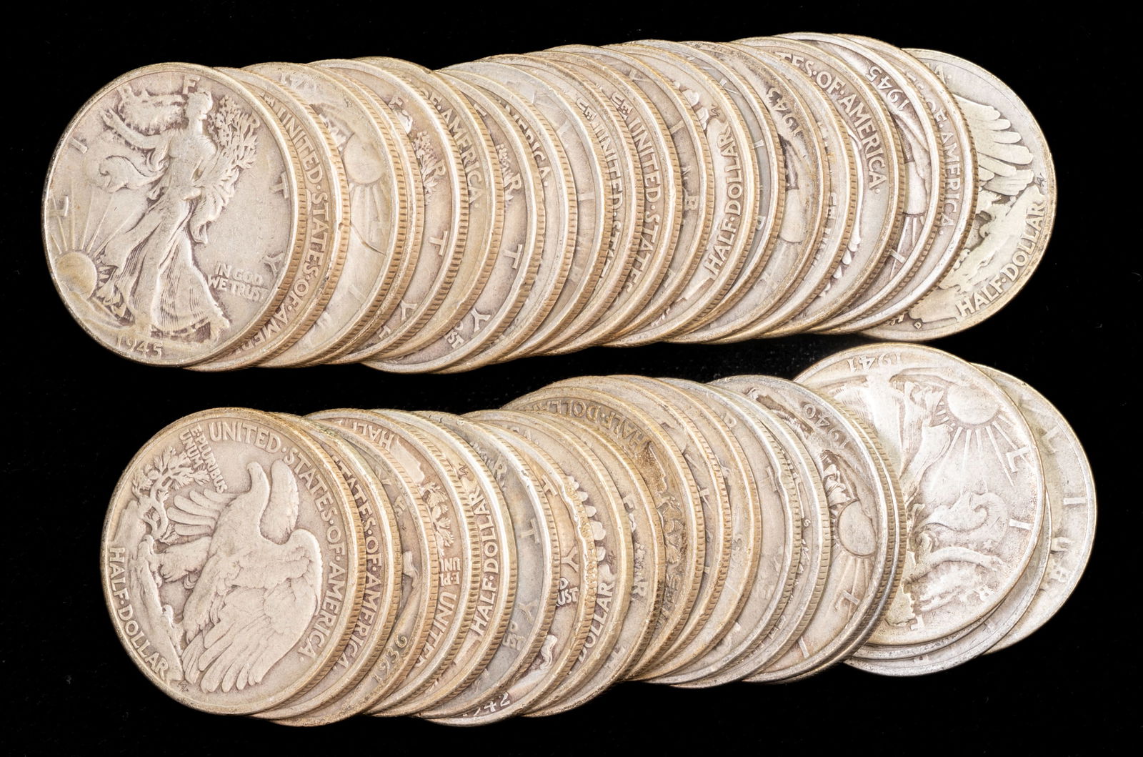 Forty (40) U.S. Walking Liberty Half Dollars $20 FV (1 of 2)