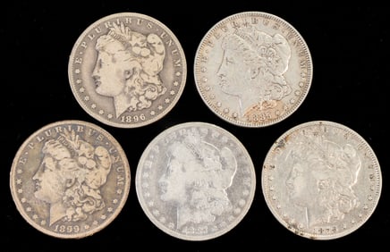Five (5) U.S. Morgan Silver Dollars