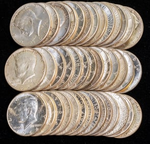 Forty (40) U.S. Kennedy Half Dollars 90% Siler $20 FV