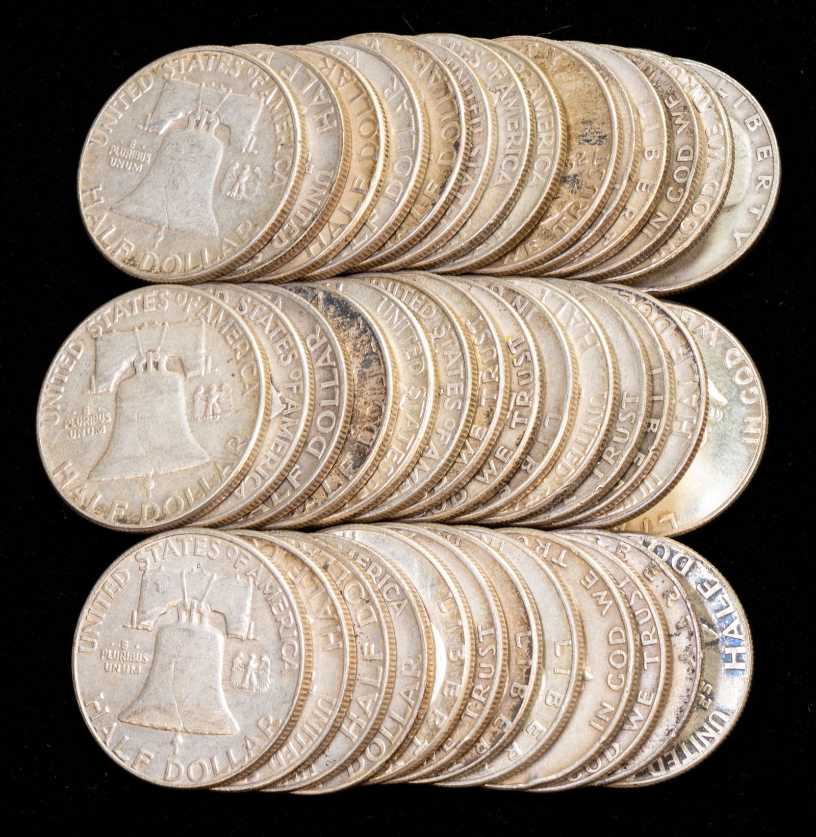 Forty (40) U.S. Franklin Half Dollars 90% Silver $20 FV (1 of 2)
