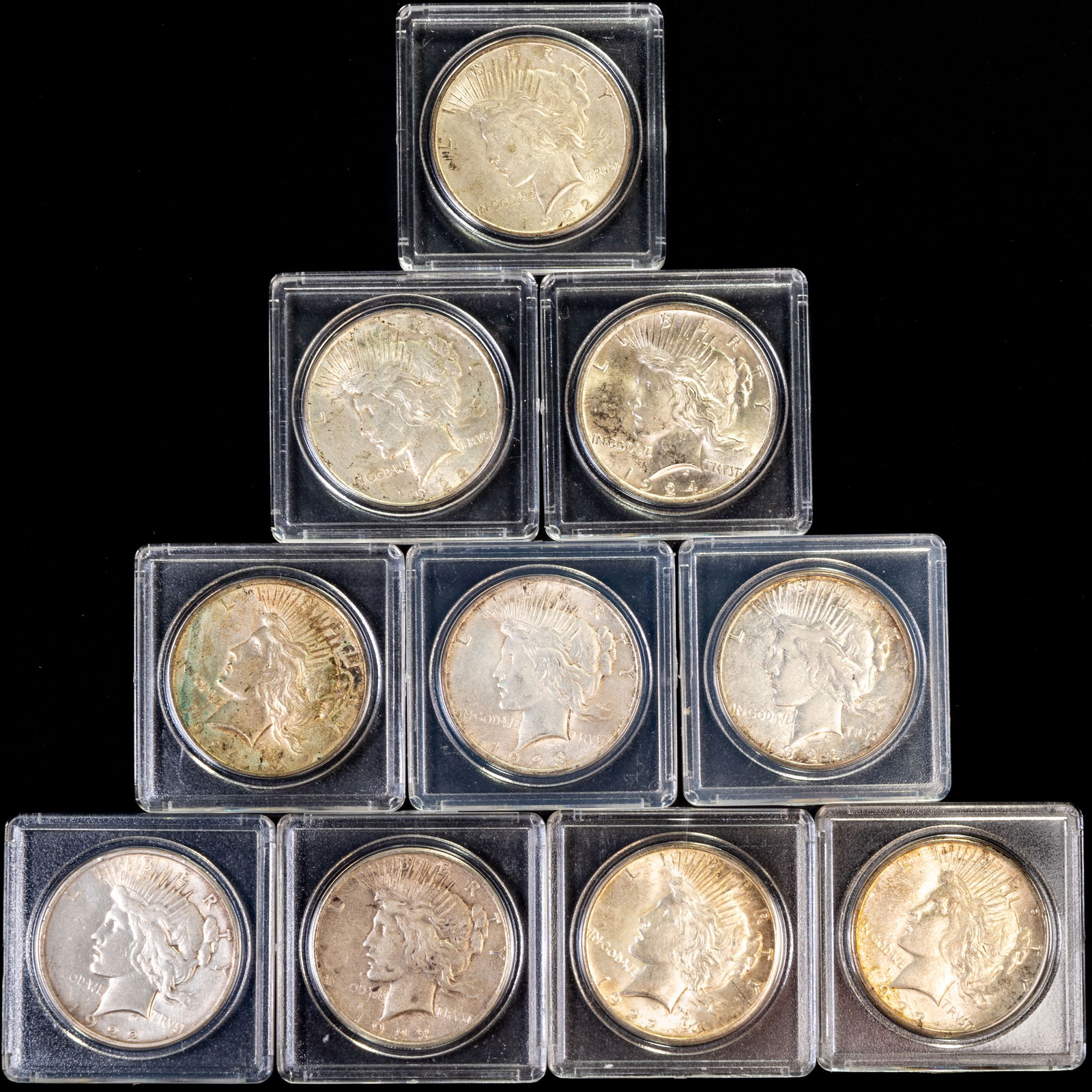 Ten (10) U.S. Liberty Peace Dollars (1 of 2)