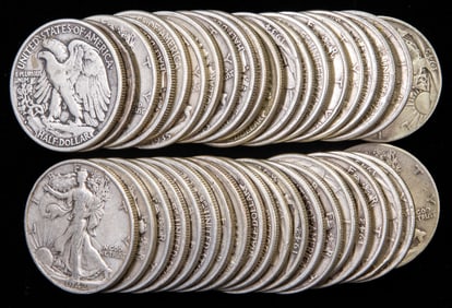 Forty (40) U.S. Walking Liberty Half Dollars $20 FV