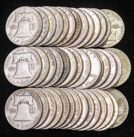 Forty (40) U.S. Frankllin Half Dollars $20 FV