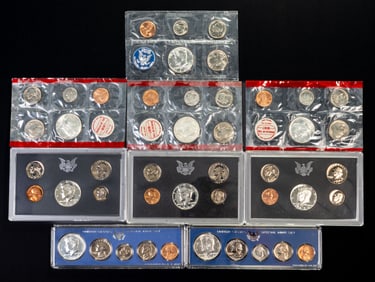 Nine (9) U.S. Proof & Mint Sets, 1965-1970