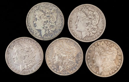 Five (5) U.S. Morgan Silver Dollars