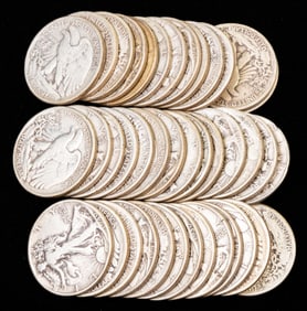 Forty (40) U.S. Walking Liberty Half Dollars $20 FV