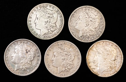 Five (5) U.S. Morgan Silver Dollars