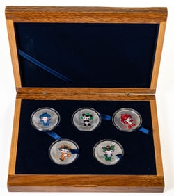 2008 Beijing Olympic 5 Coin .999 Silver Set 5 ozt Total