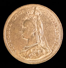 Great Britain 1889 Gold Sovereign Queen Victoria, .235 AGW