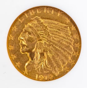 U.S 1912 $2.50 Indian Gold Coin, NGC MS 61