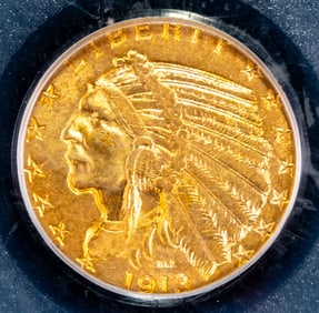 U.S. 1913 $5 Half Eagle Indian Gold Coin, PCGS MS 61