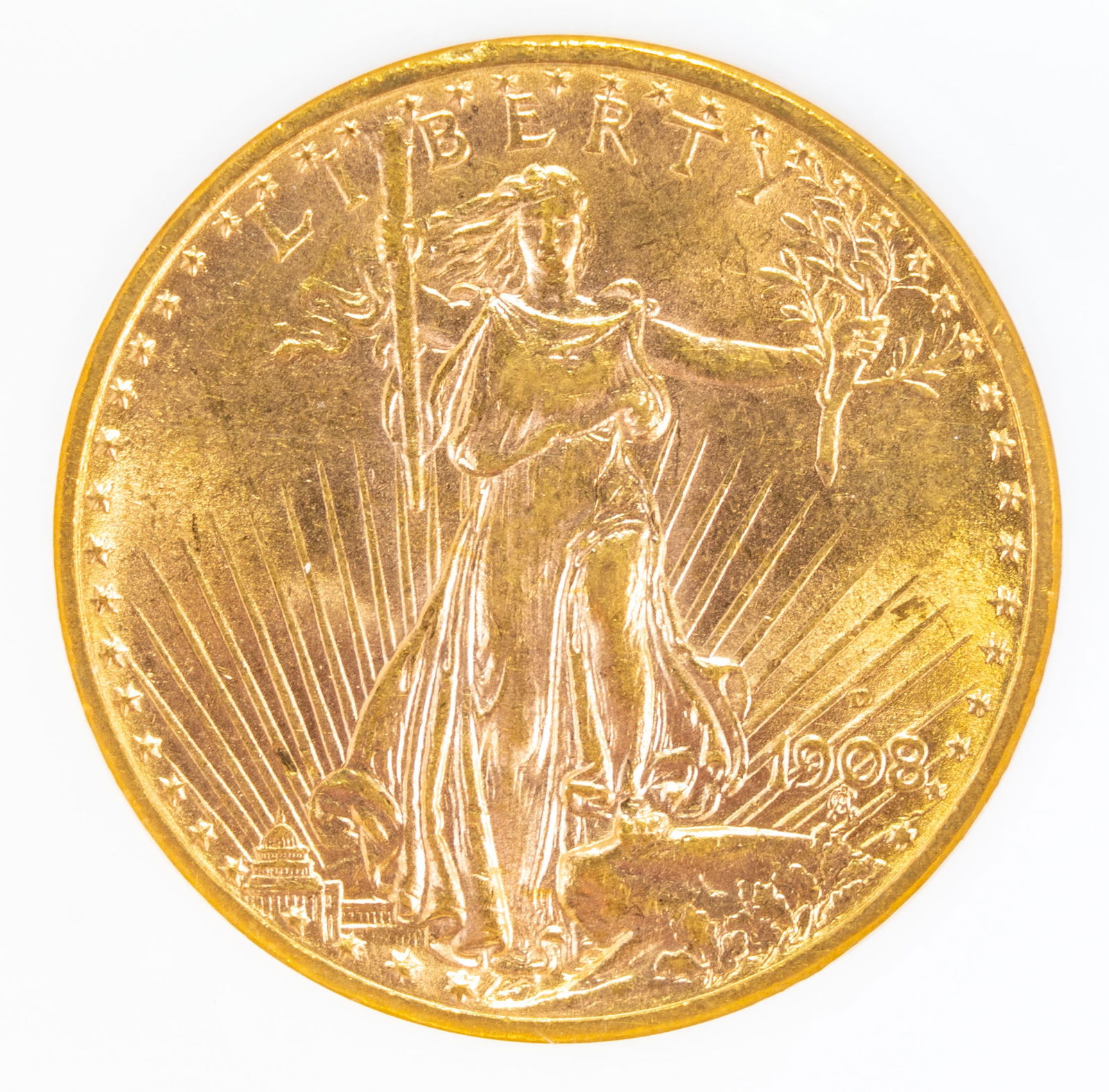 U.S. 1908 D Motto $20 St. Gaudens Double Eagle, NGC MS 61 (1 of 4)