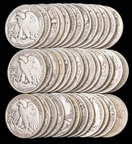 Forty (40) U.S. Walking Liberty Half Dollars $20 FV