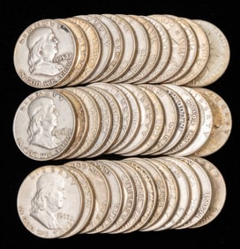 Forty (40) U.S. Franklin Half Dollars $20 FV