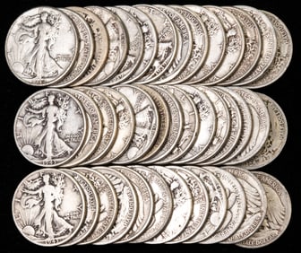 Forty (40) U.S. Walking Liberty Half Dollars $20 FV