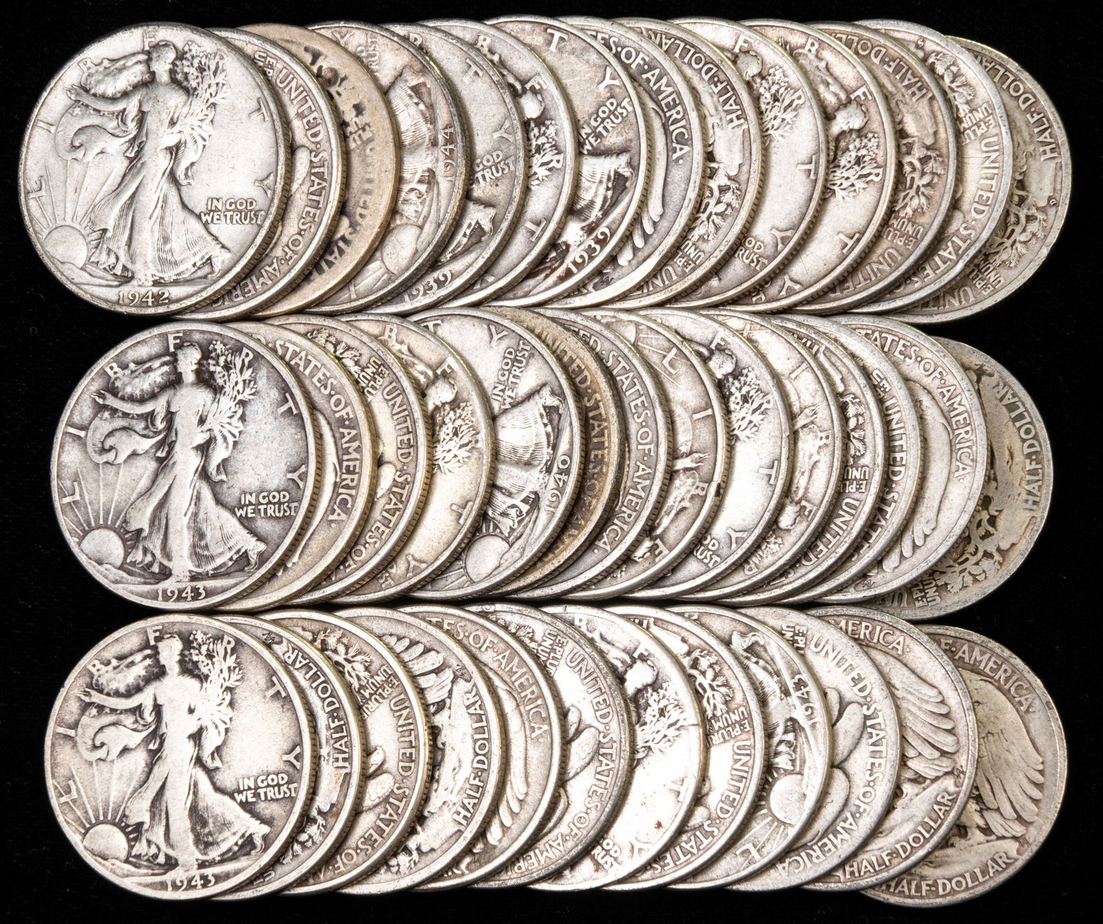 Forty (40) U.S. Walking Liberty Half Dollars $20 FV (1 of 2)