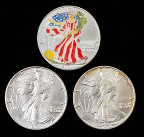 Three (3) U.S. American Eagle Silver Buillion Coins
