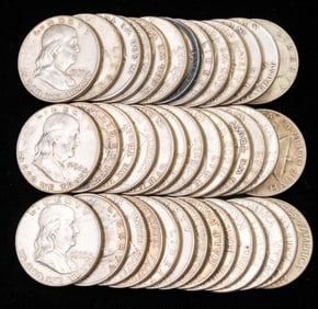 Forty (40) U.S. Franklin Half Dollars $20 FV