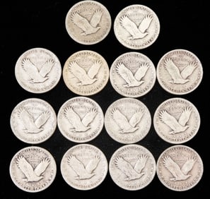 Fourteen (14) U.S. Walking Liberty Quarters