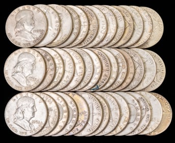 Forty US Franklin Half Dollars $20 Face Value