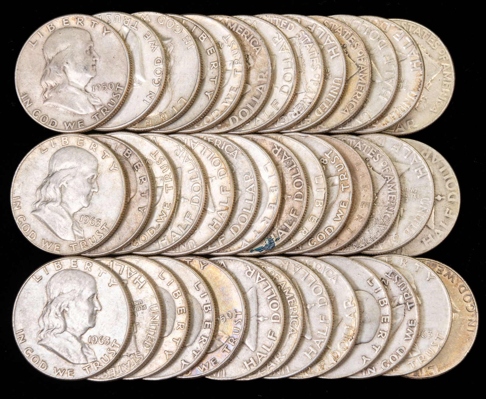 Forty US Franklin Half Dollars $20 Face Value (1 of 2)
